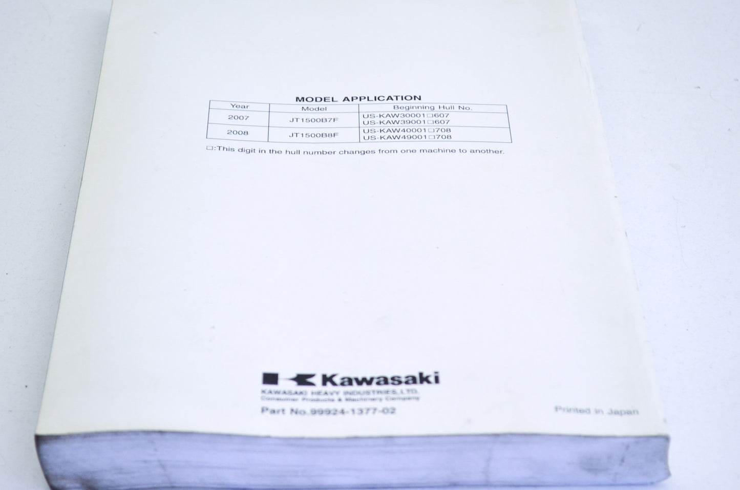 OEM Kawasaki 99924-1377-02 Service Manual JT1500E