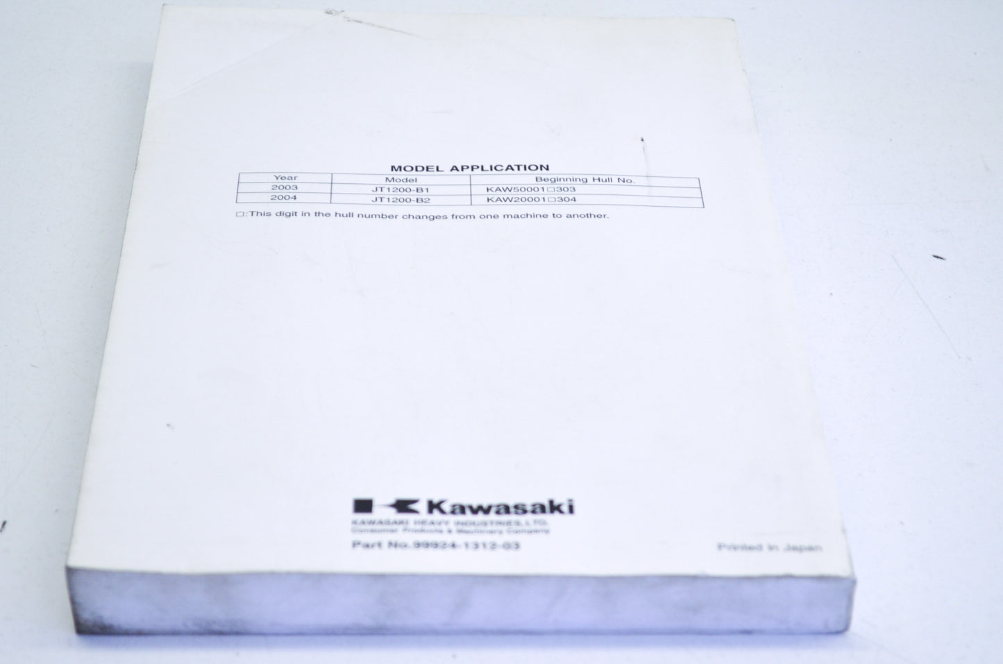OEM Kawasaki 99924-1312-03 Service Manual JT1200B