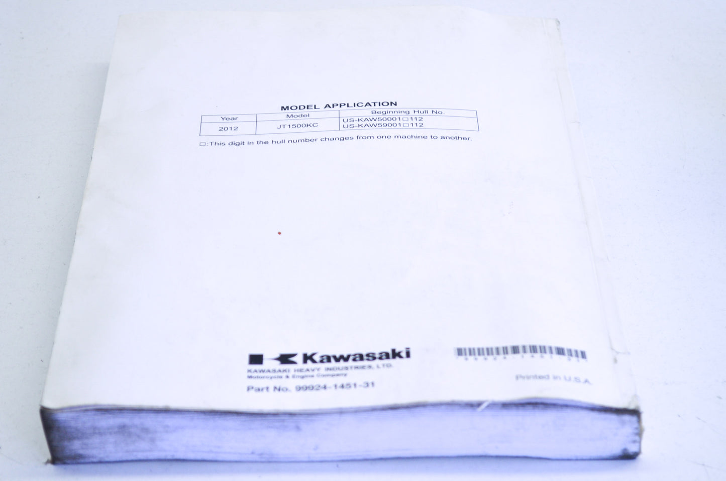 OEM Kawasaki 99924-1451-31 Service Manual JT1500K