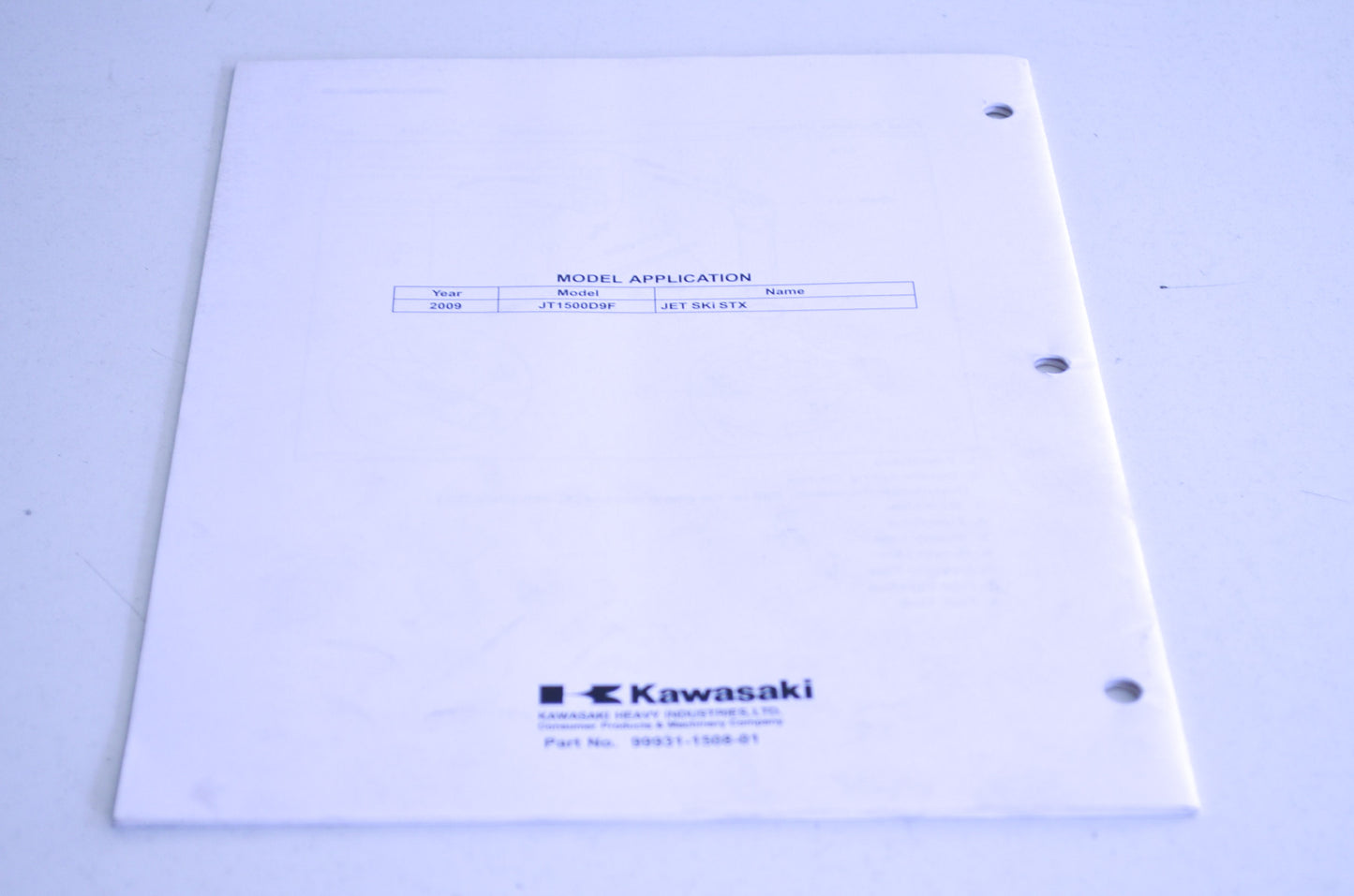 OEM Kawasaki 99931-1508-01 Assembly & Preparation Manual JT1500D NOS