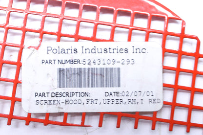 OEM Polaris 5243109-293 Black Right Upper Hood Screen NOS
