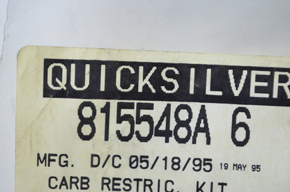 OEM Mercury 815548A6 35 HP Carb Restrictor Kit NOS