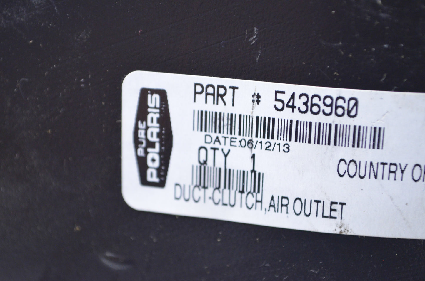 OEM Polaris 5436960 Air Outlet Clutch Duct NOS