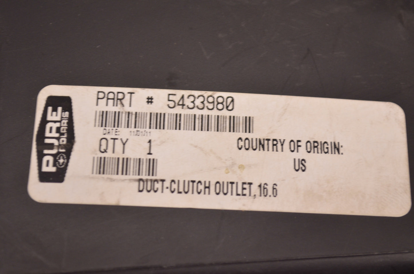 OEM Polaris 5433980 Clutch Outlet Duct 16.6 NOS