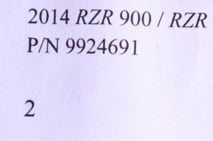 OEM Polaris 9924691 Owner's Manual 14 Ranger RZR/4 XP 900