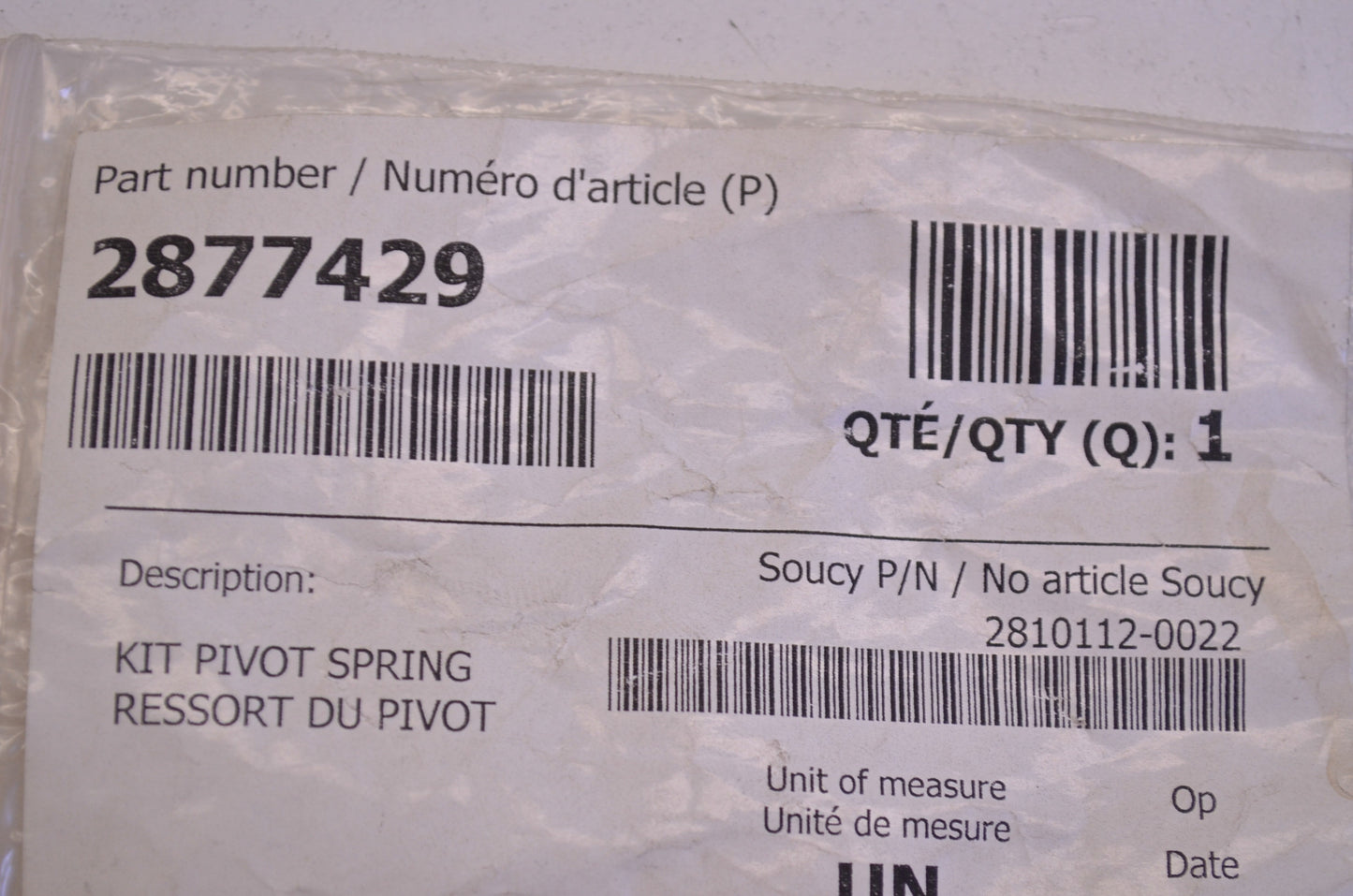New OEM Polaris 2877429 Plow Pivot Spring NOS