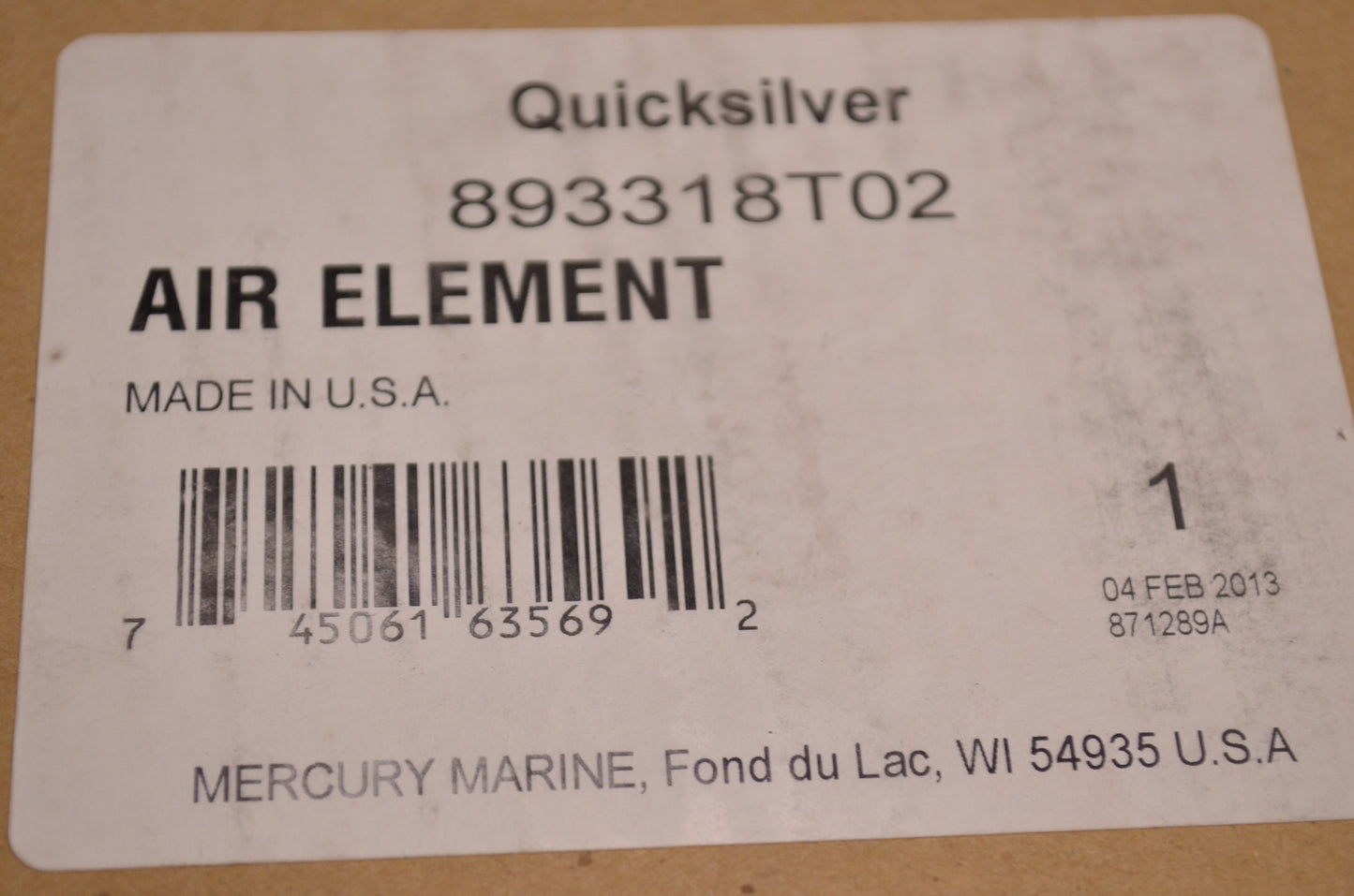 New OEM Mercury Air Element NOS
