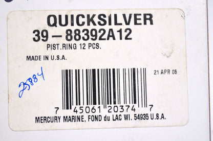 OEM Mercury 39-88392A12 Piston Ring Kit NOS