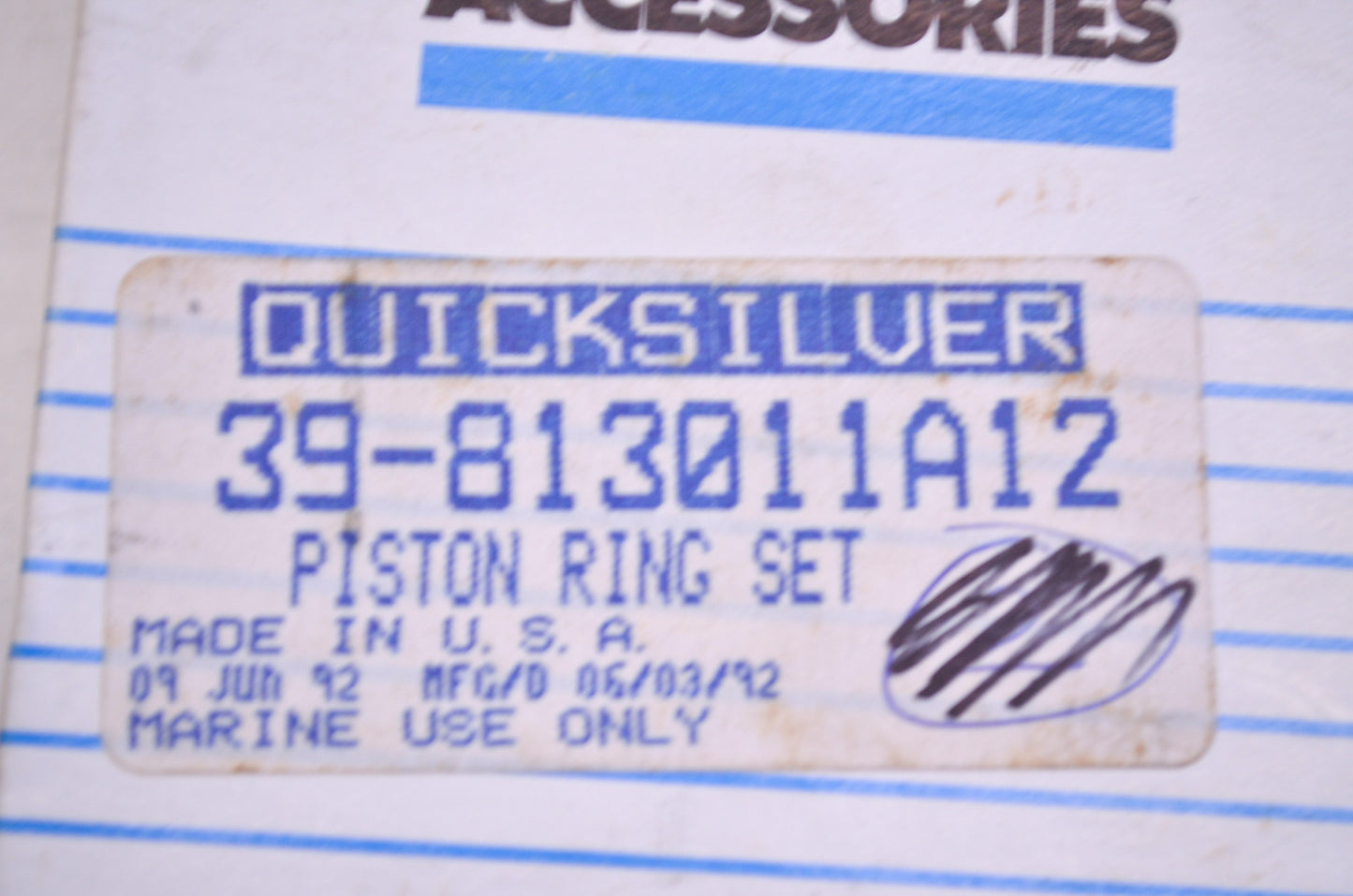 OEM Mercury 39-813011A12 Piston Ring Qty 2 NOS