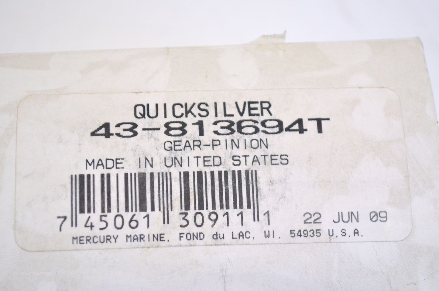New OEM Mercury Pinion Gear NOS
