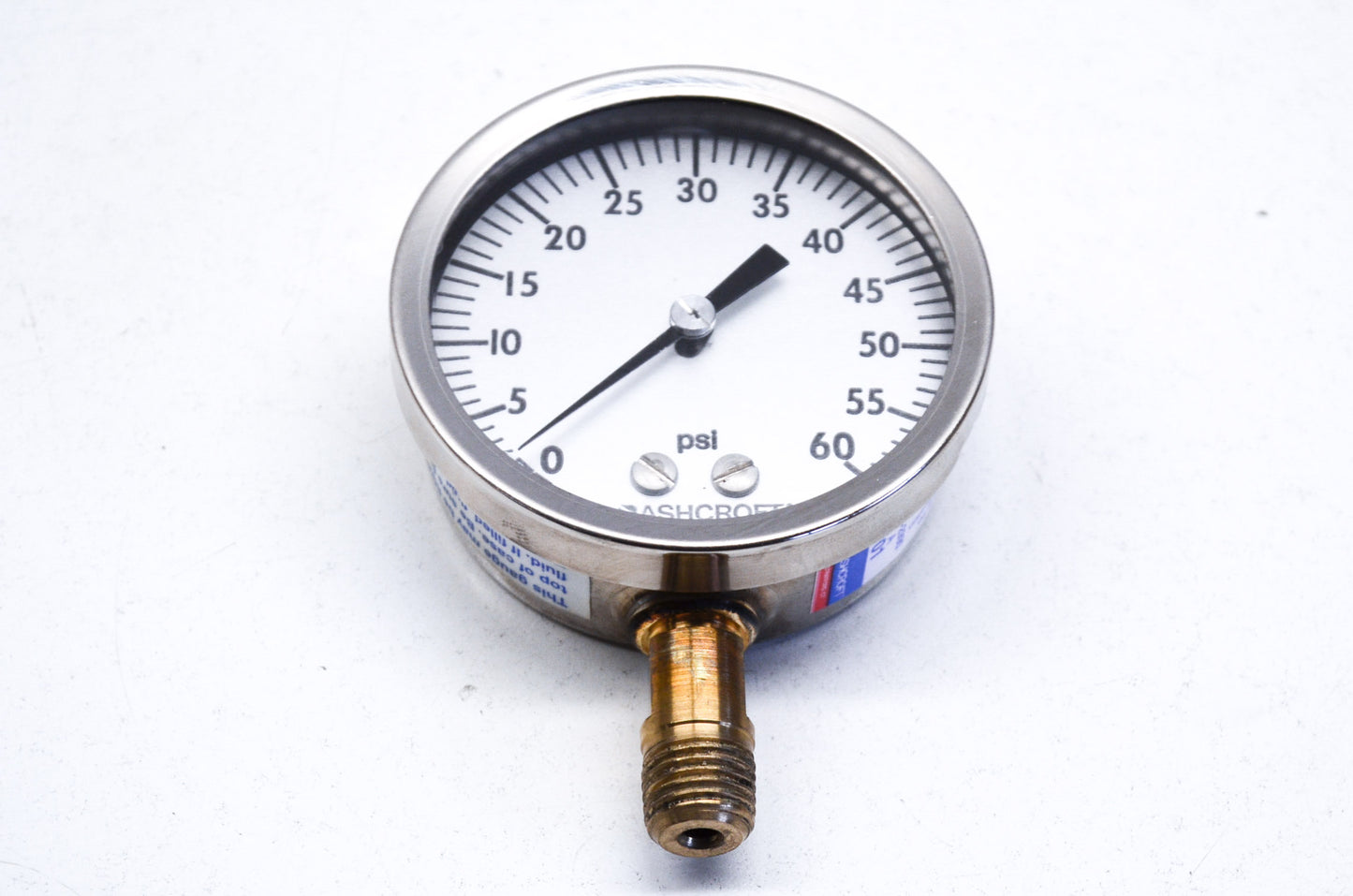60 PSI Pressure Gauge NOS