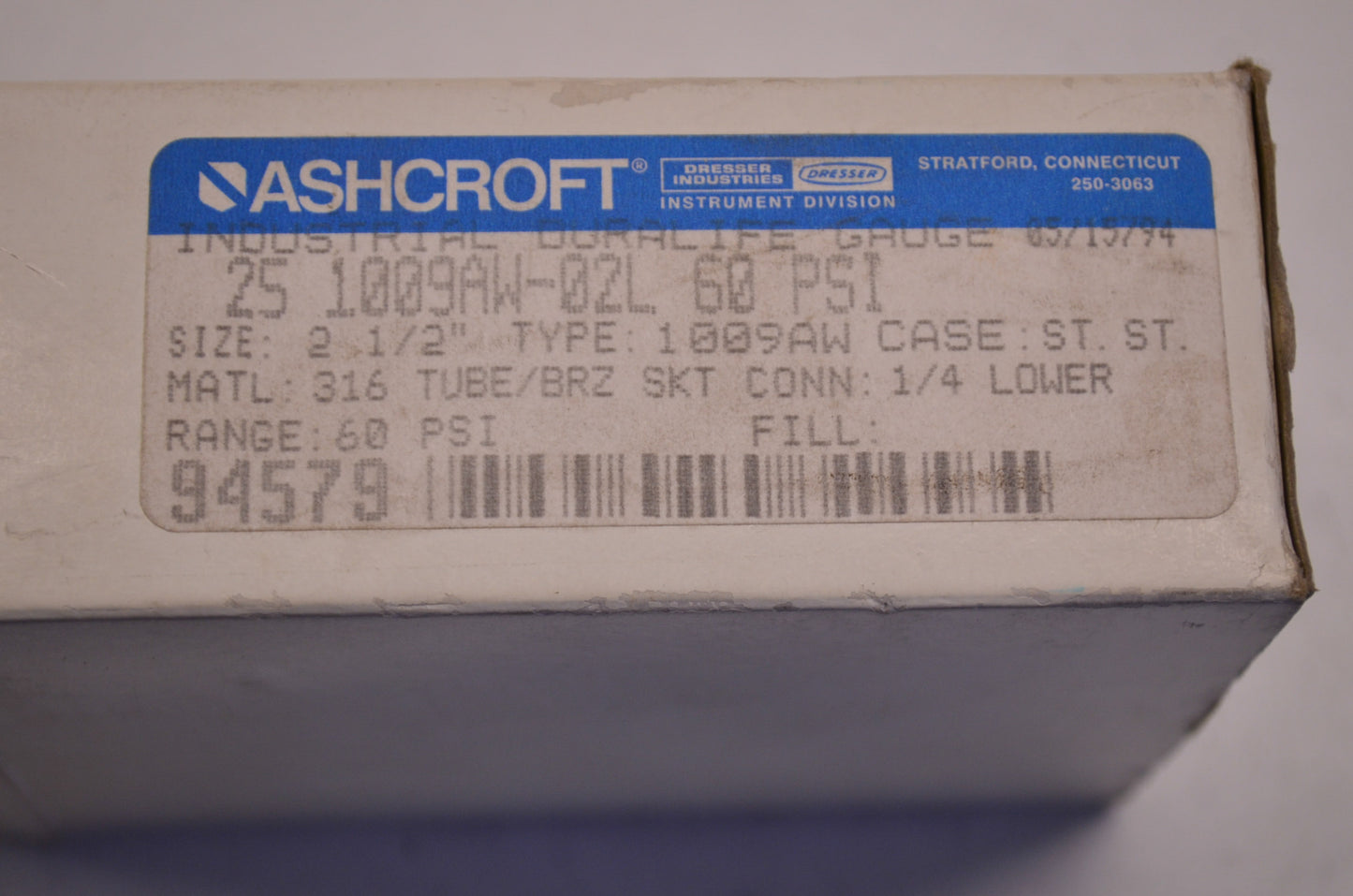 60 PSI Pressure Gauge NOS