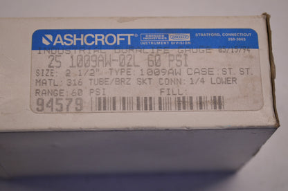 60 PSI Pressure Gauge NOS