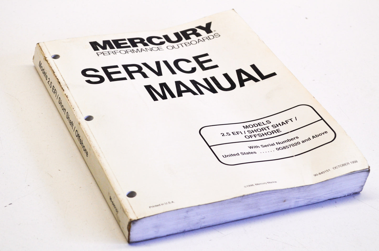 OEM Mercury Service Manual 2.5 EFI/Short Shaft/Offshore