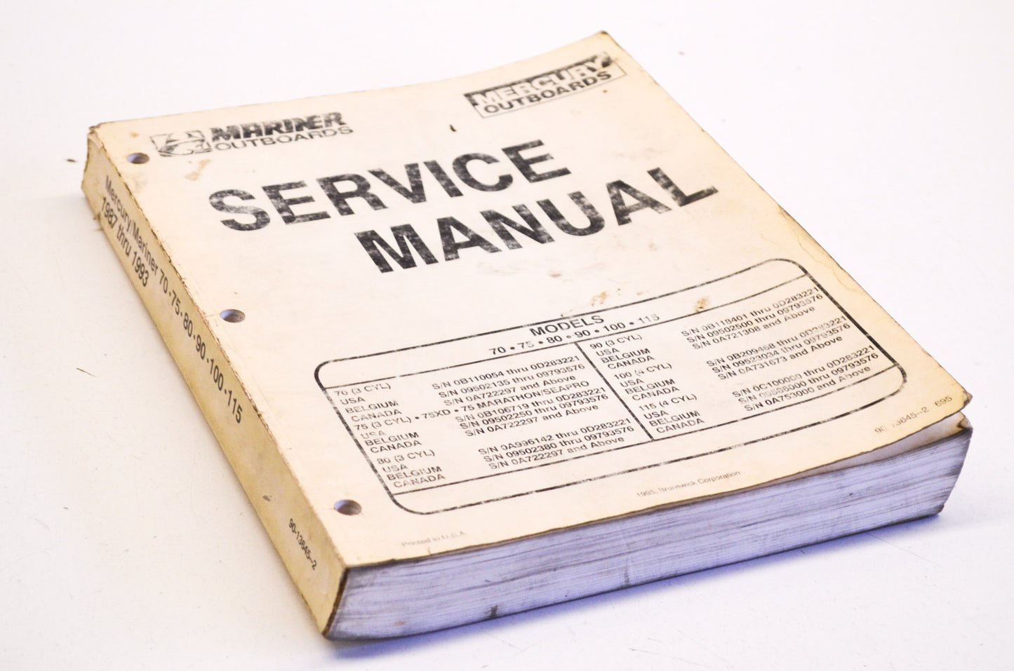 OEM Mercury 90-13645--2 Service Manual 1987-93 70.75.80.90.100.115 HP