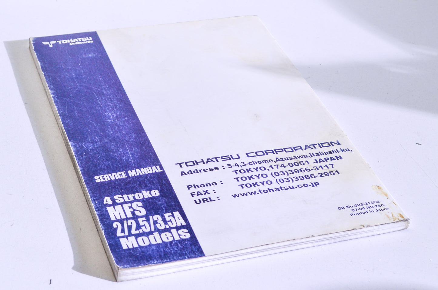 OEM Tohatsu 4-Stroke MFS 2/2.5/3.5A Service Manual