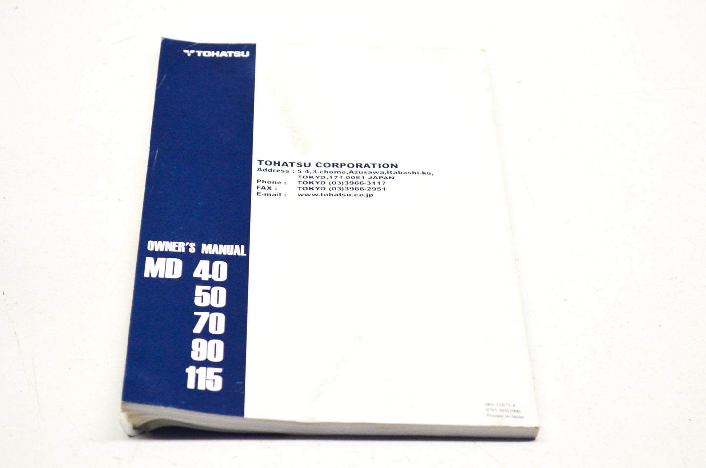 Tohatsu 003-11075-8 MD, 0701-MH1000 40/50/70/90/115 Owners Manual