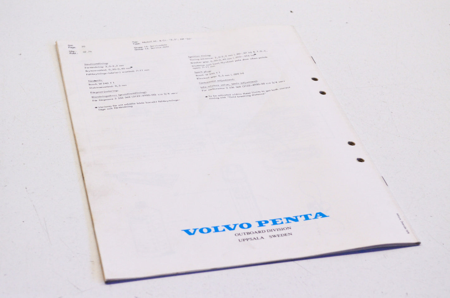 Volvo Penta 10074 1969-1971 70cc 1-Cyl Parts List