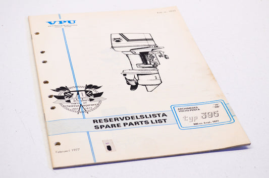 Volvo Penta 10121 1977 Type 395 900cc 3-Cyl Parts List