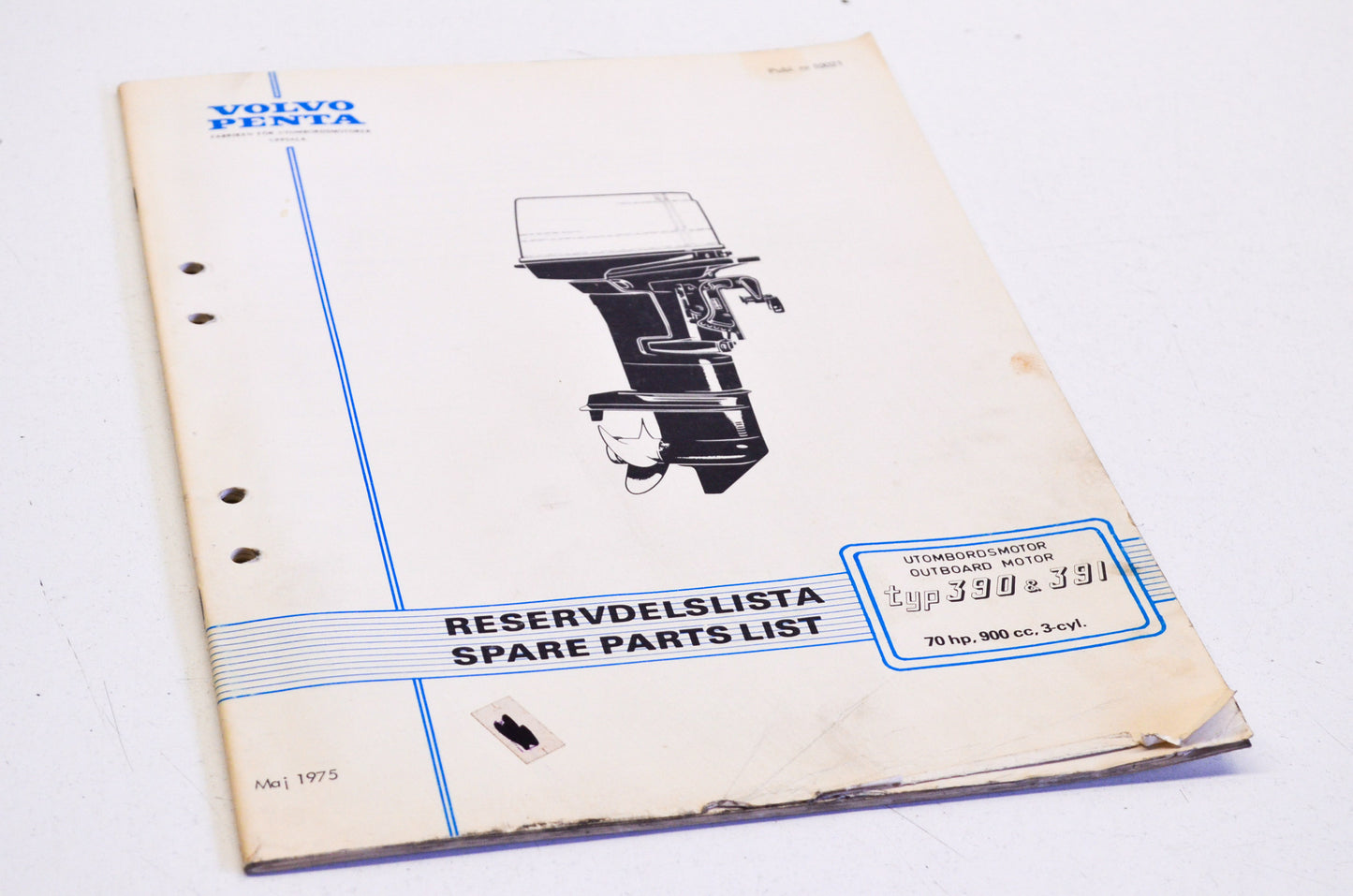 Volvo Penta Type 390 & 391 70 HP 900cc 3-Cyl Parts List