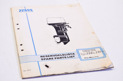 Volvo Penta Type 390 & 391 70 HP 900cc 3-Cyl Parts List