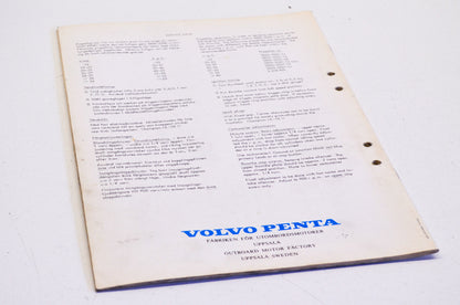 Volvo Penta Type 390 & 391 70 HP 900cc 3-Cyl Parts List