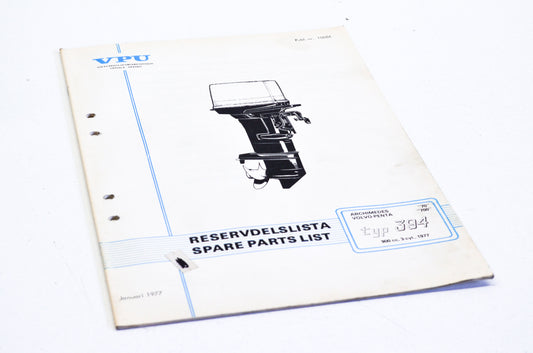 Volvo Penta 10084 1977 Type 394 900cc 3-Cyl Parts List