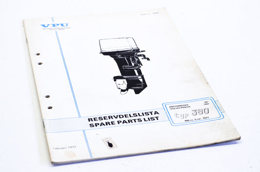 Volvo Penta 10083 1977 Type 380 900cc 3-Cyl Parts List