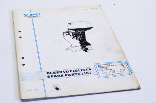 Volvo Penta 10015 A 1972-1975 Type 210 & 211 200cc 2-Cyl Parts List