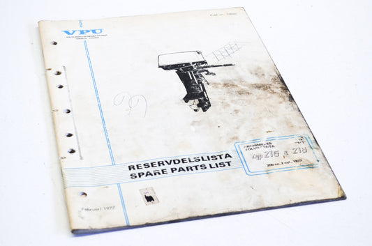 Volvo Penta 10080 1977 Tpe 215 & 216 200cc 2-Cyl Parts List
