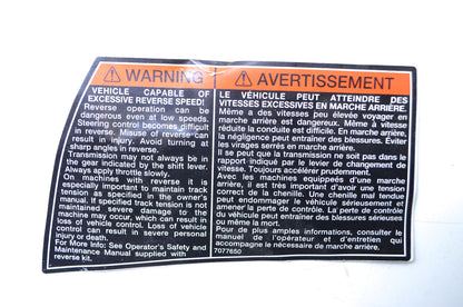 OEM Polaris 7077650 Left Reverse Warning Decal NOS