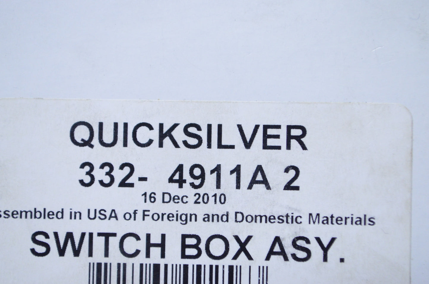 OEM Mercury 332-4911A 2 Switchbox Assembly NOS