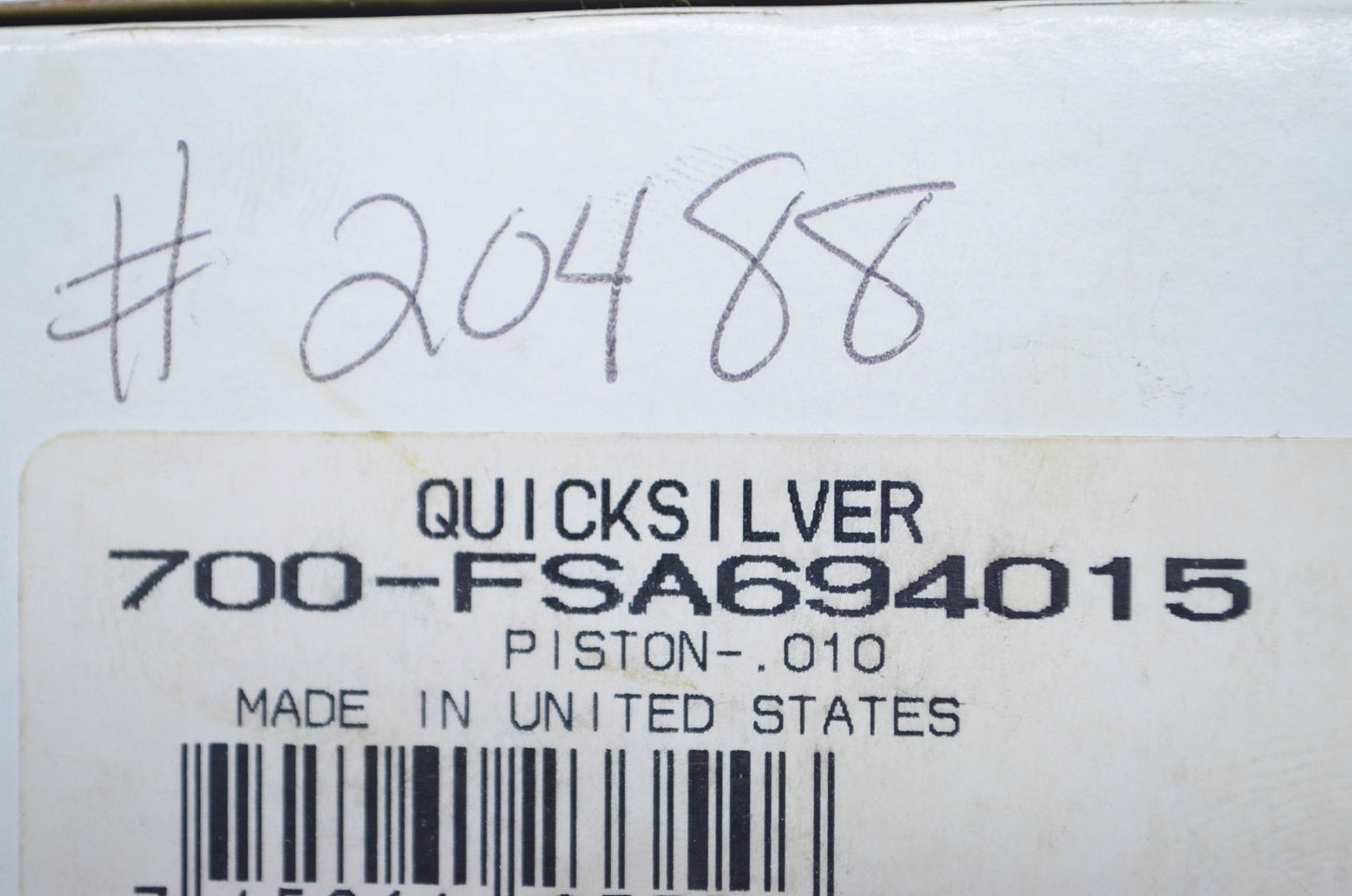 OEM Mercury 700-FSA694015 Piston .010 NOS
