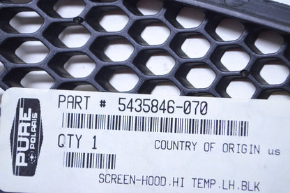OEM Polaris 5435846-070 Black Left Hi Temp Hood Screen NOS