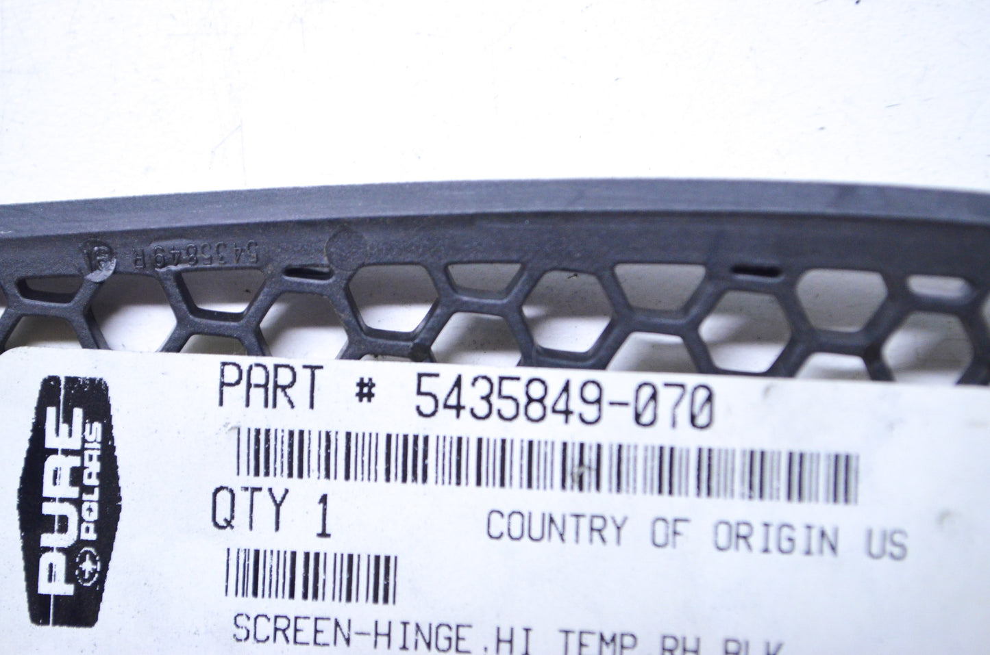OEM Polaris 5435849-070 Black Right Hi Temp Hinge Screen NOS