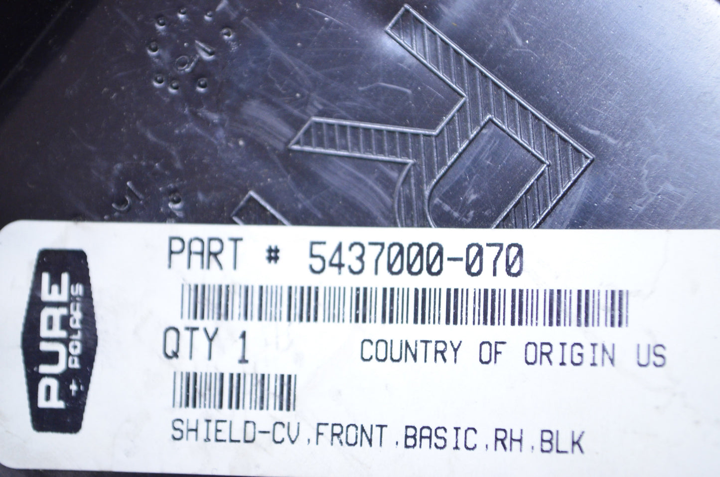 OEM Polaris 5437000-070 Black Right Hand Basic Front CV Shield NOS