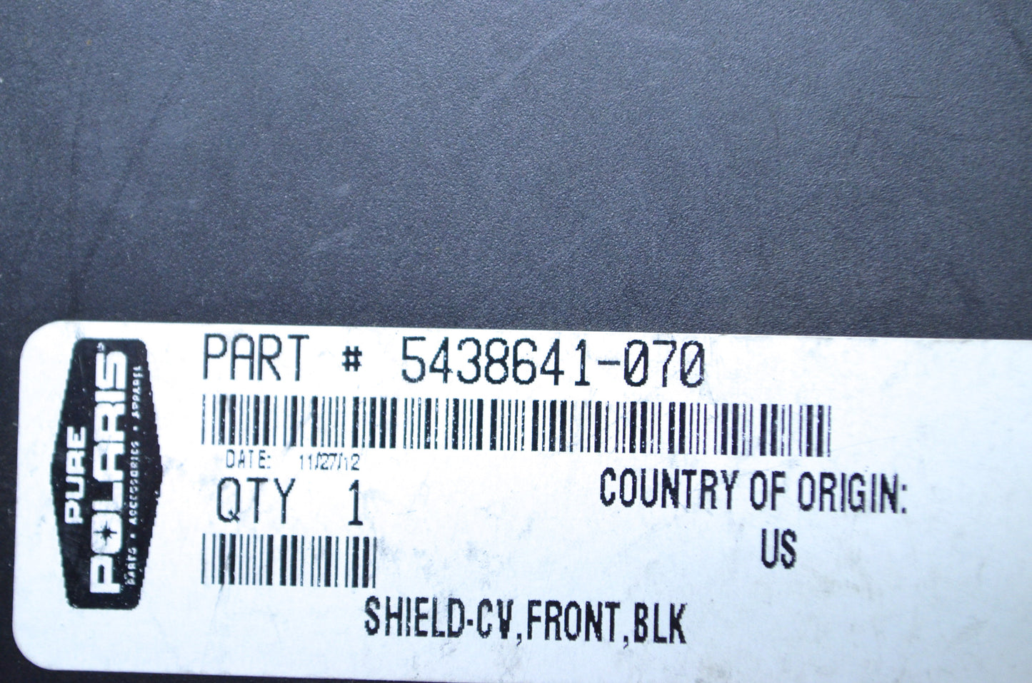OEM Polaris 5438641-070 Black Front CV Shield NOS