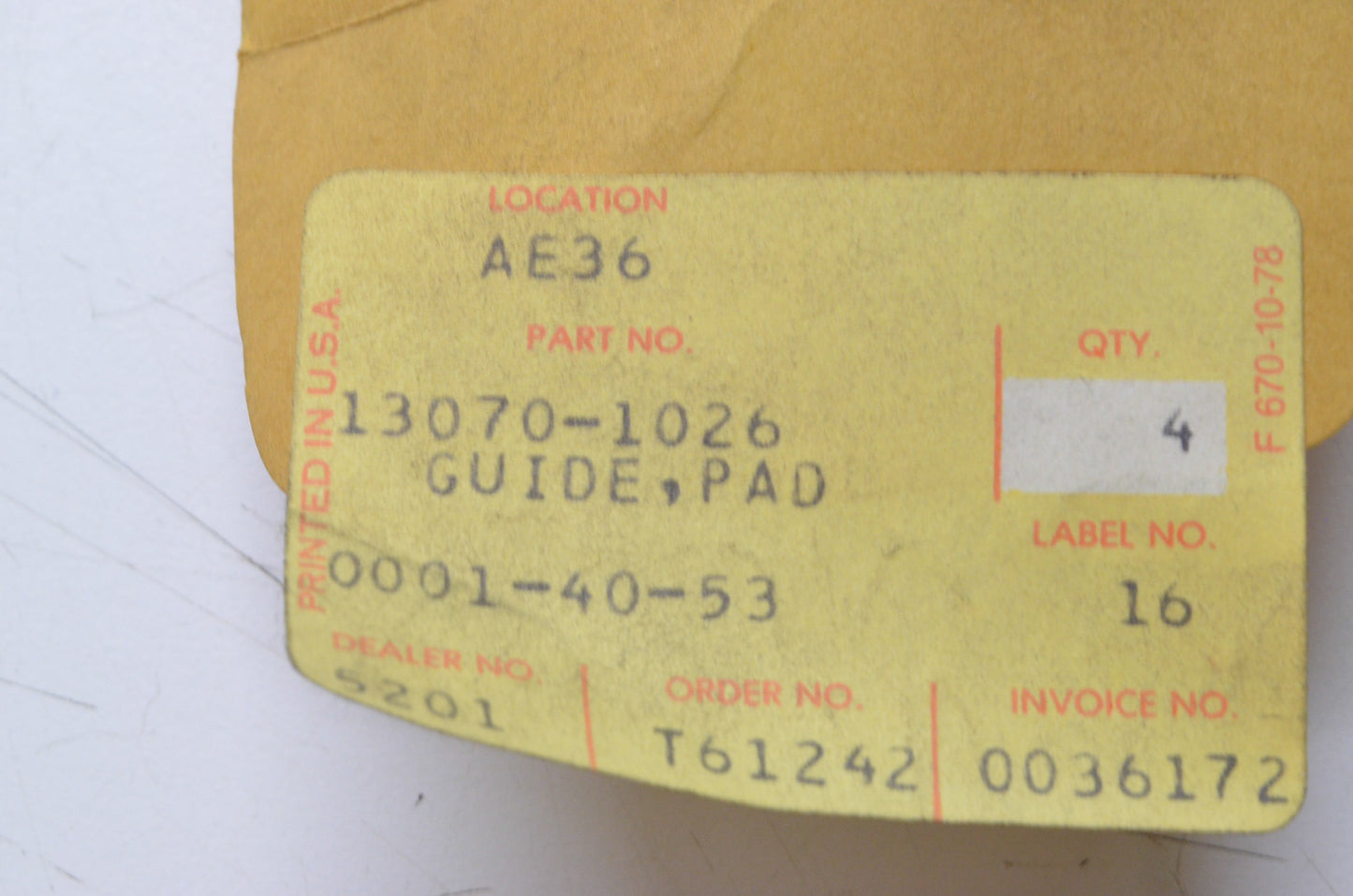 OEM Kawasaki 13070-1026 Pad Guide NOS