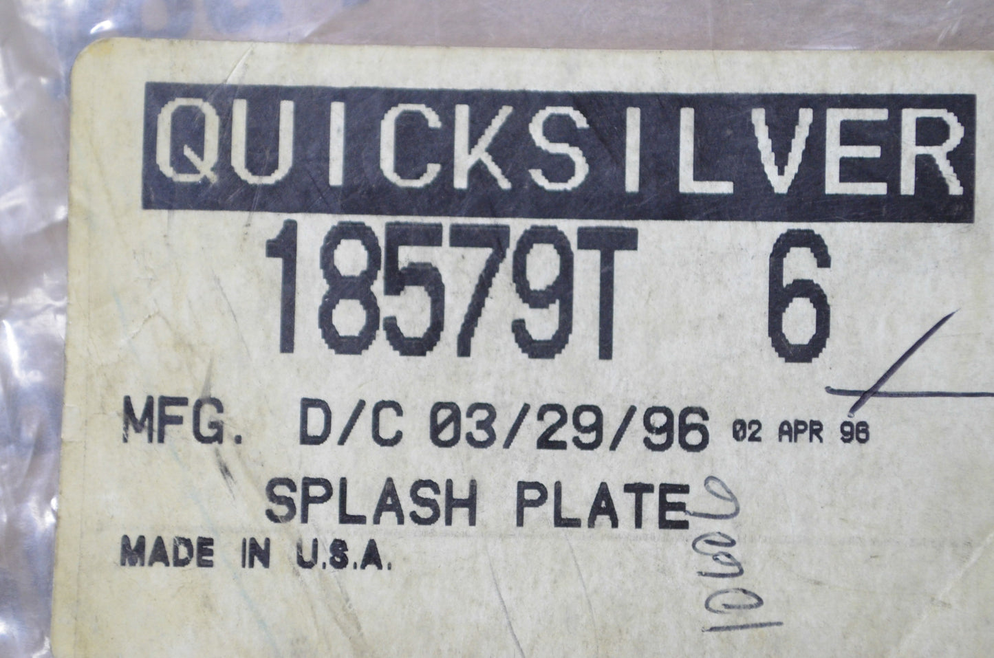OEM Mercury 18579T 6 Splash Plate NOS