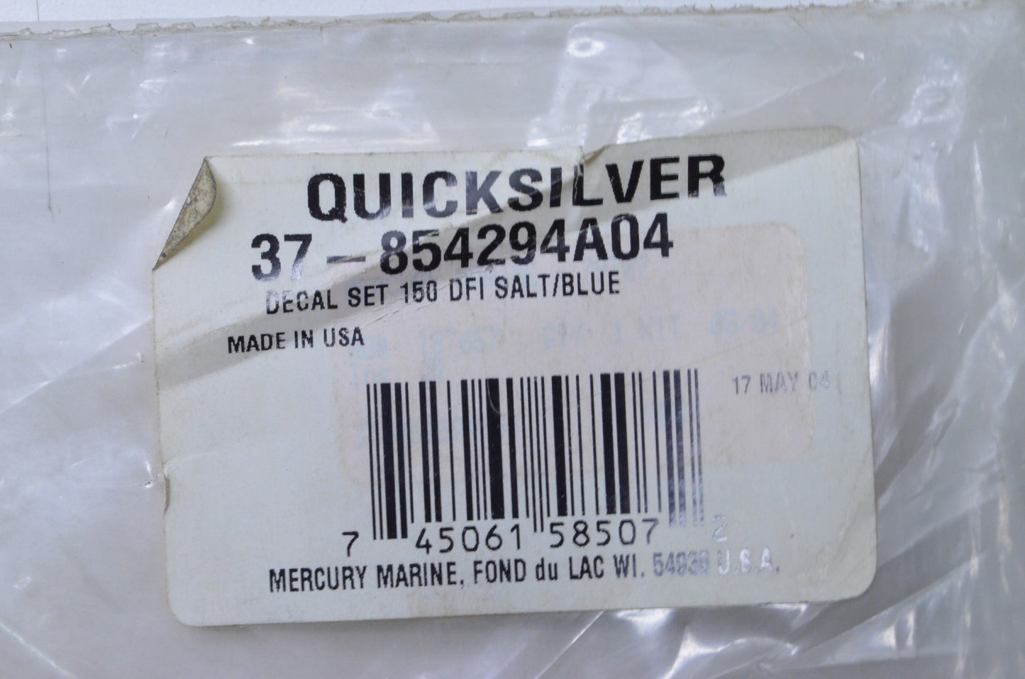 OEM Mercury 37-854294A04 Decal Kit NOS