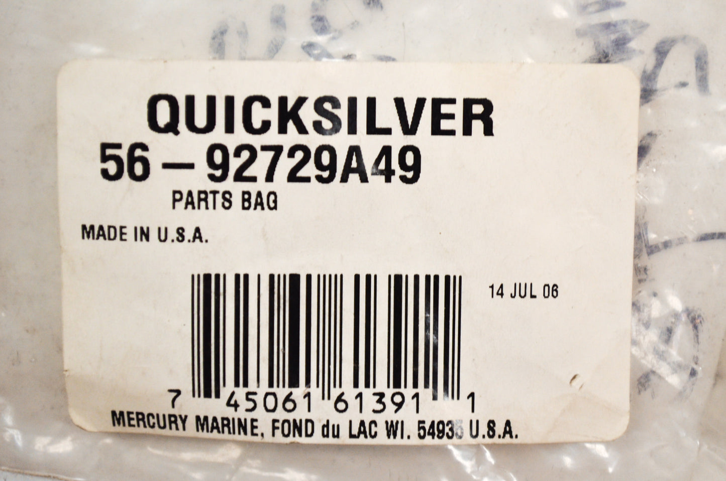 OEM Mercury 56-92729A49 Hardware Assembly NOS