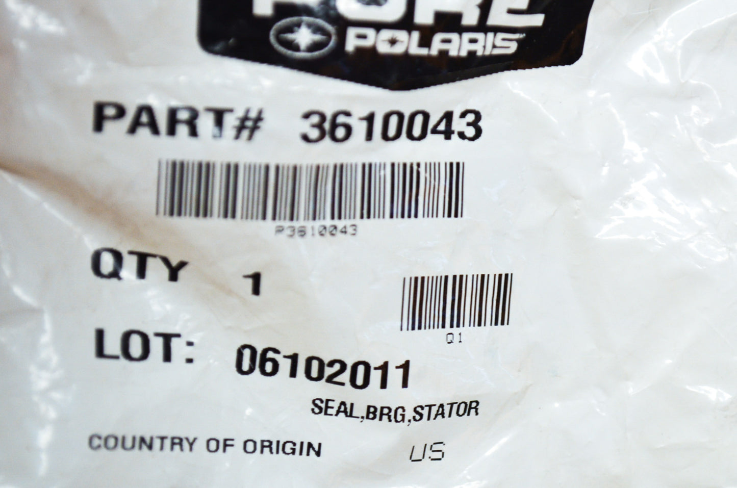 OEM Polaris 3610043 Stator Bearing Seal NOS