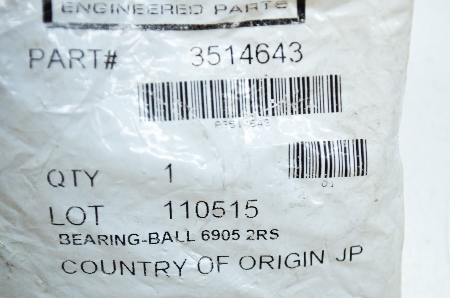 OEM Polaris 3514643 Ball Bearing 6905 2RS NOS