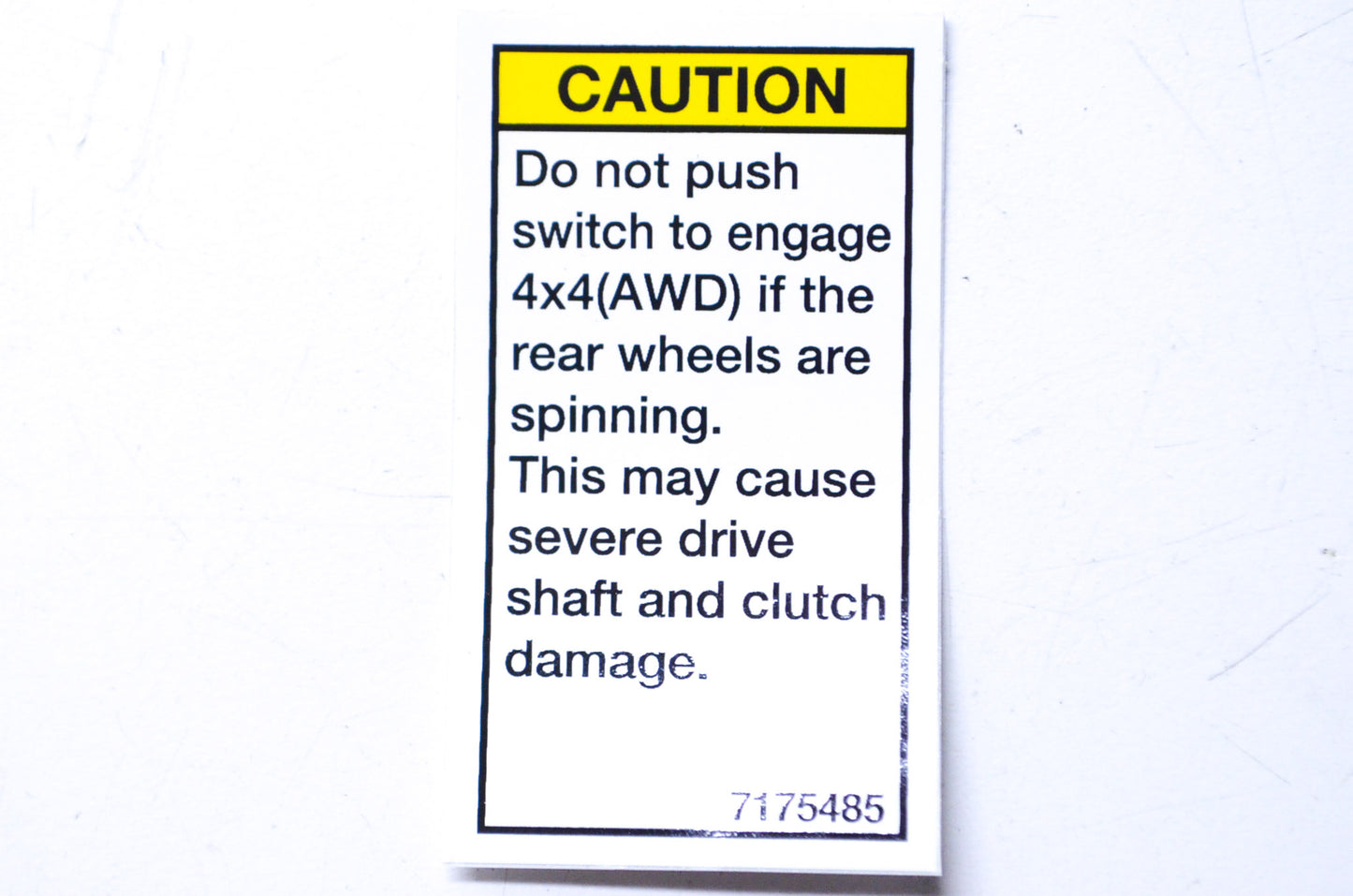 OEM Polaris 7175485 Caution Decal 4x4 AWD NOS