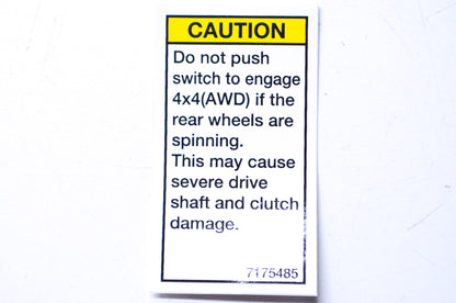 OEM Polaris 7175485 Caution Decal 4x4 AWD NOS