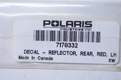 OEM Polaris 7170332 Left Rear Reflector Decal NOS