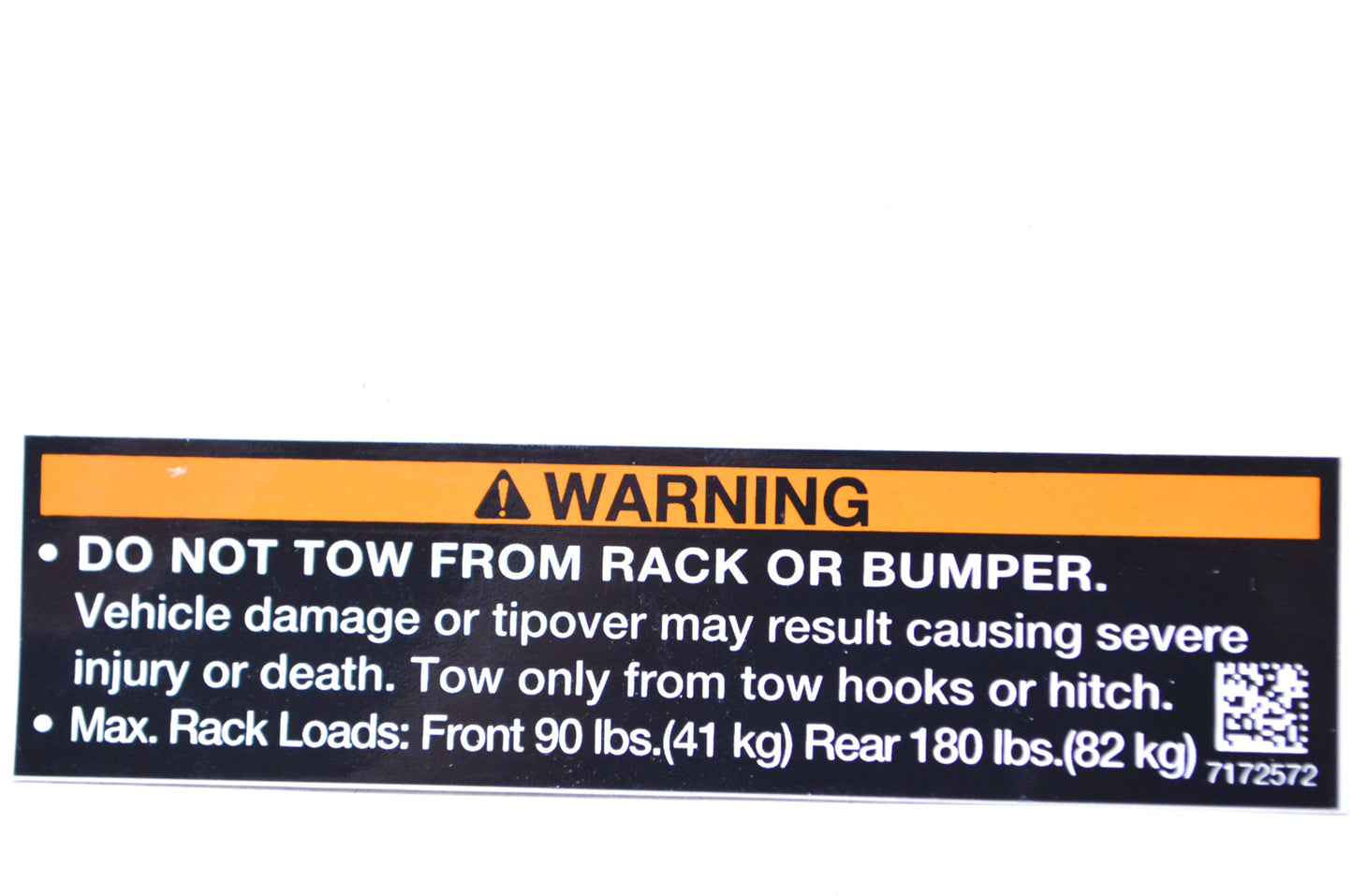 New OEM Polaris Front/Rear Rack Warning Decal NOS