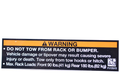 New OEM Polaris Front/Rear Rack Warning Decal NOS