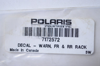 New OEM Polaris Front/Rear Rack Warning Decal NOS