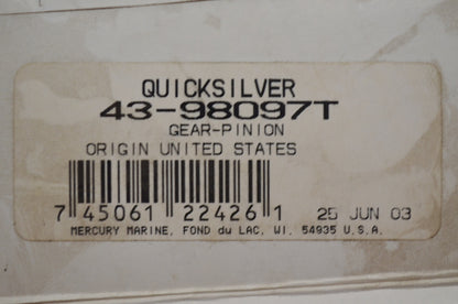 OEM Mercury 43-98097T Pinion Gear NOS